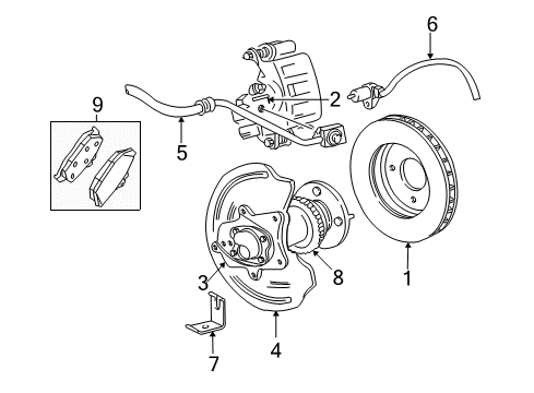 1999 Ford Mustang Brake Components Caliper Diagram for 1R3Z2552AB