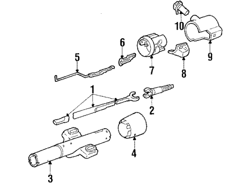 1989 Oldsmobile Cutlass Calais Steering Column Assembly ACTUATOR, Ignition Switch Warning, Lock, Headlamp, Theft Deterrent or Rear/Side Object Diagram for 7846313
