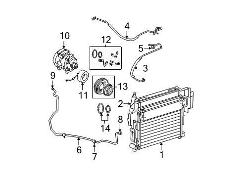 2006 Jeep Grand Cherokee A/C Condenser, Compressor & Lines PULLY Kit-A/C Compressor Diagram for 5161810AA