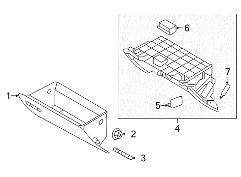 2018 Hyundai Sonata Glove Box Cover Assembly-Glove Box Diagram for 84510C1000PPB