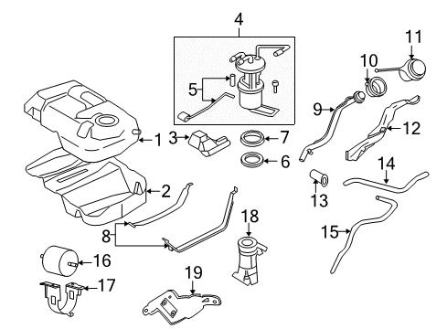 2008 Ford Escape Fuel Supply Filler Pipe Diagram for 8L8Z9034E