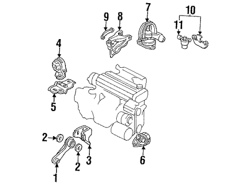 1990 Honda Accord Engine & Trans Mounting Stay, RR. Mount Bracket (AT) Diagram for 50828SM4J81
