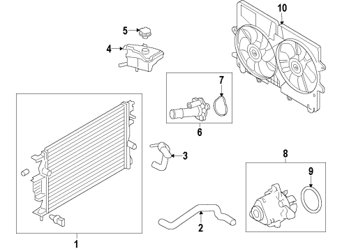 2013 Ford Fusion Cooling System, Radiator, Water Pump, Cooling Fan Fan Assembly Diagram for DG9Z8C607J
