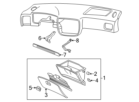 1998 Honda Civic Glove Box Absorber, R. (Passenger Side) Diagram for 77891S01A80