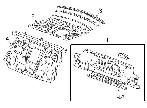 2017 Cadillac CT6 Rear Body Package Tray Panel Diagram for 23296197