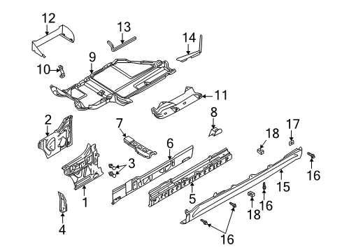 2001 BMW Z3 Hinge Pillar, Rocker, Exterior Trim, Floor Mudguard Diagram for 51718400421