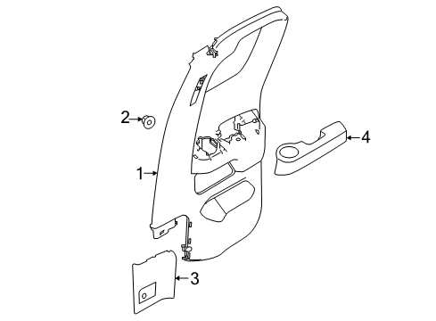 2019 Nissan Titan Interior Trim - Rear Door Rear Door-Armrest Right Diagram for 82940EZ10A