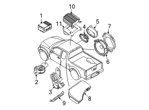 2013 Nissan Frontier Sound System Bracket-Front Speaker, RH Diagram for 28166EA000
