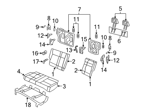 2008 Jeep Compass Rear Seat Components Frame-Rear Seat Back Diagram for 68001888AA
