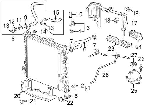 2022 Chevrolet Blazer Radiator & Components Lower Hose Diagram for 84863061