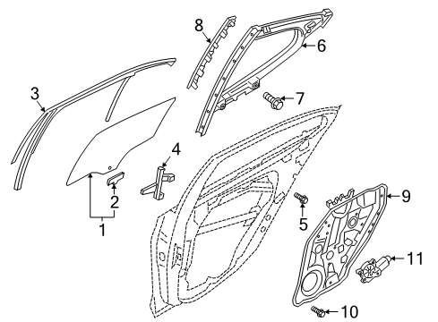 2020 Genesis G70 Rear Door Grip Assembly-Rear Door Diagram for 83412D4000