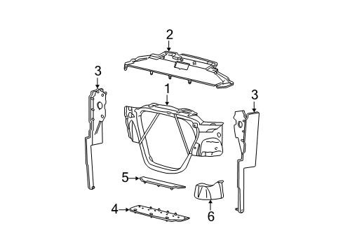 1999 Ford F-250 Super Duty Radiator Support Air Deflector Diagram for 3C3Z8326AA