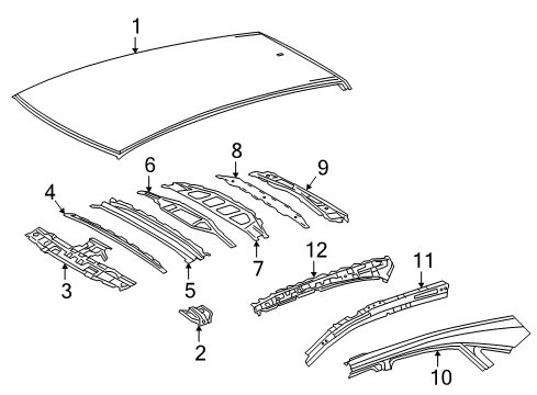 2020 Lexus NX300 Roof & Components Reinforcement, Roof Diagram for 6314178010