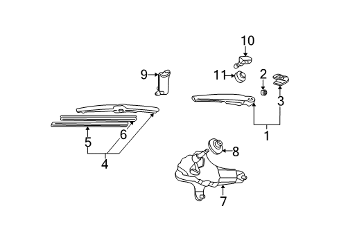 2005 Toyota RAV4 Wiper & Washer Components Blade Diagram for 8524242020
