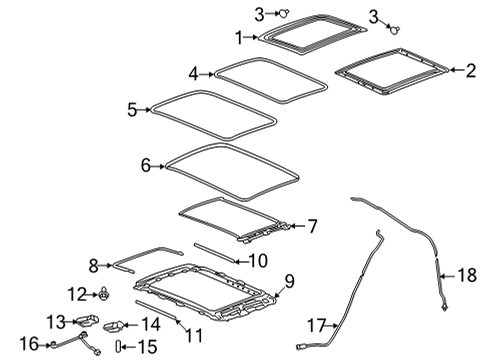 2021 Buick Envision Sunroof Sunroof Frame Bolt Diagram for 42673420