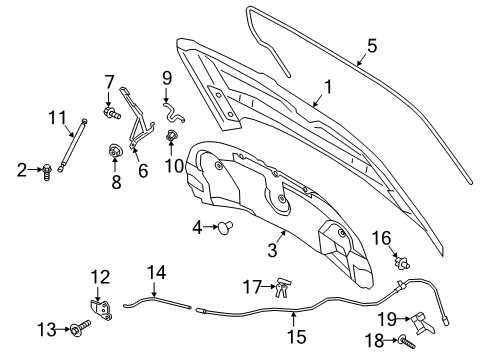 2020 Lincoln Aviator Hood & Components Front Weatherstrip Diagram for LC5Z16B990A