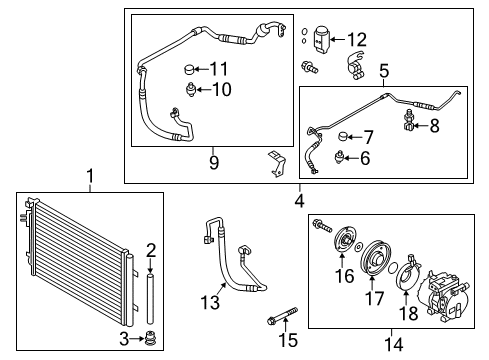2012 Hyundai Veloster A/C Condenser, Compressor & Lines Compressor Assembly Diagram for 977012V000