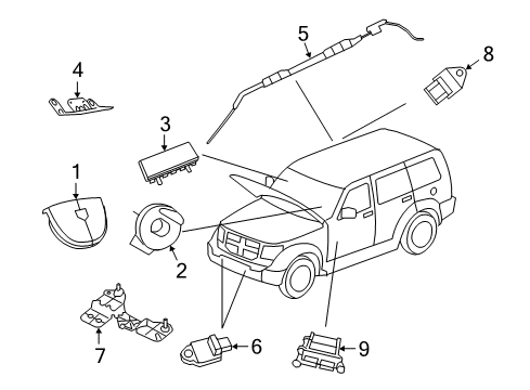 2009 Jeep Liberty Air Bag Components Passenger Air Bag Diagram for 5057795AA