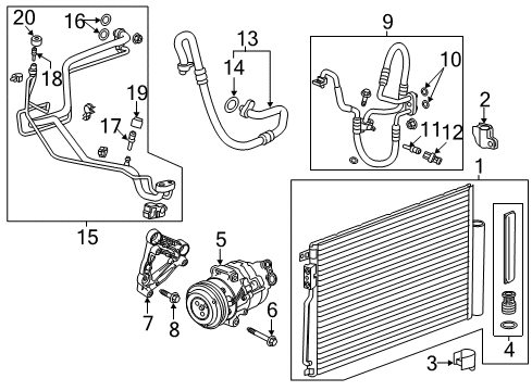 2019 Chevrolet Trax A/C Condenser, Compressor & Lines Condenser Diagram for 95465726