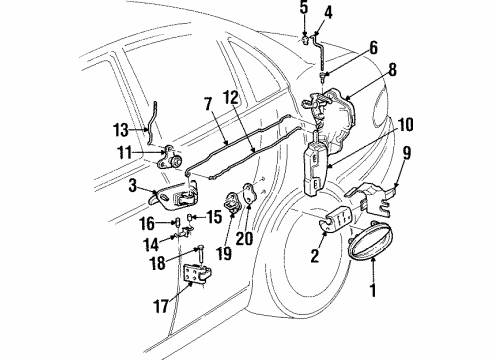 1997 Cadillac Catera Rear Door Rear Side Door Window Regulator (RH)(W/Motor) Diagram for 90494400