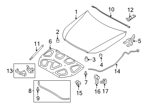 2013 Hyundai Equus Hood & Components Pad-Hood Insulating Diagram for 811253N000