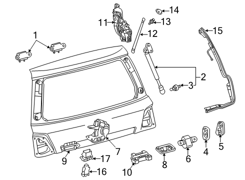2018 Toyota Land Cruiser Lift Gate Support Cylinder Diagram for 689500WD91