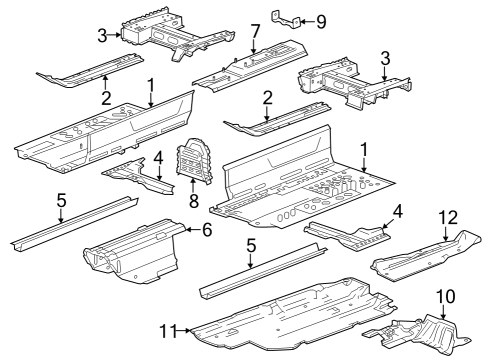 2012 Chevrolet Volt Pillars, Rocker & Floor - Floor & Rails Shield Asm-Exhaust Pipe Front Heat Diagram for 22860592