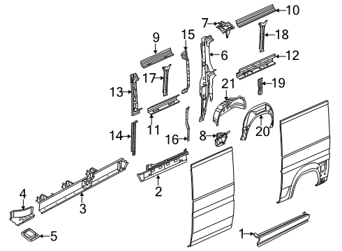 Inner Structure - Side Panel C-PILLAR Diagram for 68248936AB