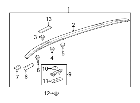 2021 Toyota RAV4 Luggage Carrier Pad, Roof Side Rail Diagram for 624350R010