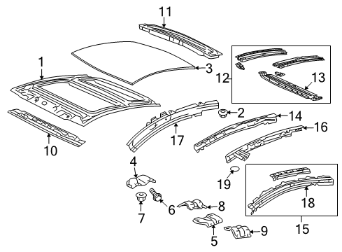 2008 Scion tC Roof & Components Plate, Noise Control Diagram for 618240R010