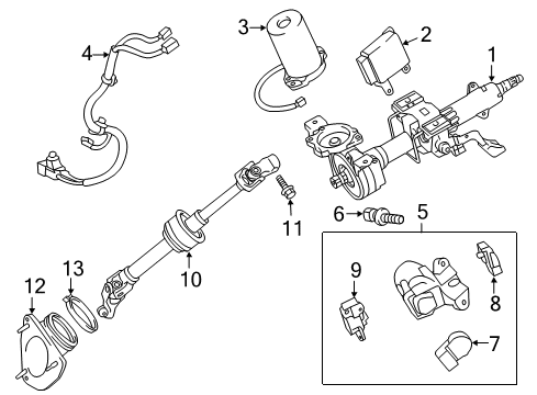 2013 Toyota Camry Steering Column & Wheel, Steering Gear & Linkage Steering Column Diagram for 4520A06042