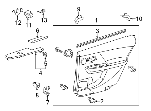 2016 Toyota Prius V Rear Door Door Trim Panel Diagram for 6763047B30B1