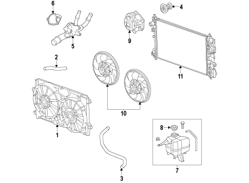 2018 Chevrolet Impala Cooling System, Radiator, Water Pump, Cooling Fan Radiator Shutter Assembly Diagram for 23487243