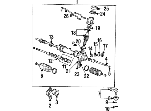 1996 Hyundai Accent Steering Column & Wheel, Steering Gear & Linkage Tube Assembly-Feed RH Diagram for 5775222010