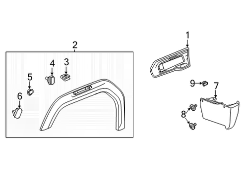 2022 GMC Sierra 2500 HD Exterior Trim - Fender Mud Guard Diagram for 84660784