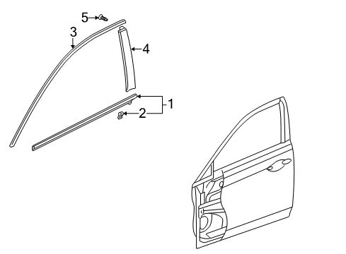 2014 Acura TSX Exterior Trim - Front Door Molding Assembly, Right Front Door Diagram for 72410TL0003