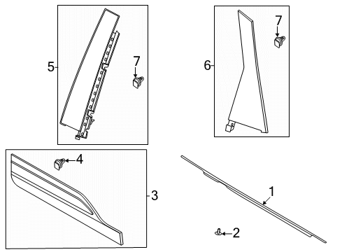 2020 Ford Escape Exterior Trim - Rear Door MOULDING - DOOR WINDOW FRAME Diagram for LJ6Z78255A34AB