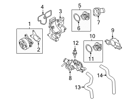 2007 Nissan Sentra Powertrain Control Thermostat Housing Diagram for 11061ZJ61A