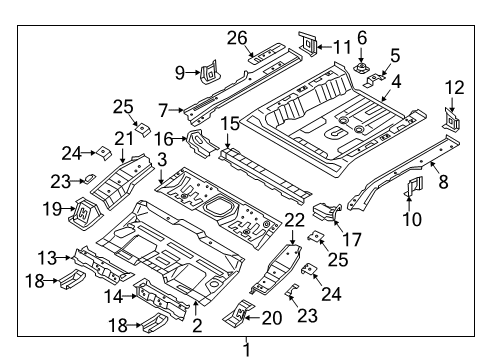 2021 Hyundai Ioniq Rear Floor & Rails Panel Assembly-Rear Floor Diagram for 65510G2500