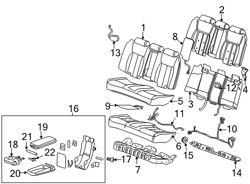 2010 Cadillac DTS Rear Seat Components Cushion Cover Diagram for 15216598