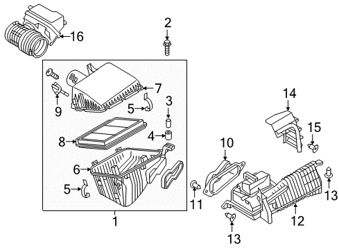 2017 Nissan Armada Air Intake Cover Lower Diagram for 165281LA0B