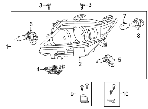 2015 Lexus RX350 Headlamps, Headlamp Washers/Wipers Headlamp Assembly, Left Diagram for 811500E150