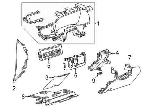 Cluster & Switches, Instrument Panel Switch Bezel Diagram for 84687462