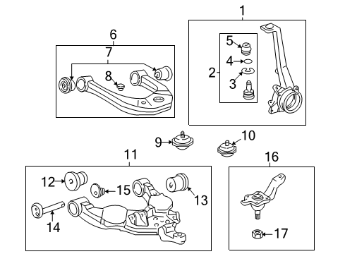 2007 Toyota Sequoia Front Suspension Components, Lower Control Arm, Upper Control Arm, Stabilizer Bar Upper Ball Joint Cover Diagram for 4332439045