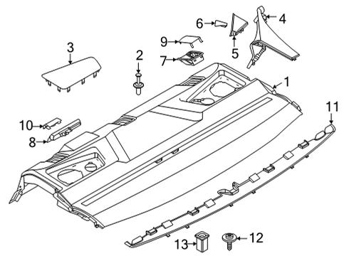 2020 BMW 840i Gran Coupe Interior Trim - Rear Body TRIM, BELT SLOT COVER, LEFT Diagram for 51467464167