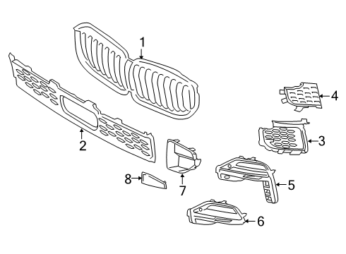 Grille & Components Grill Front Diagram for 51137454887