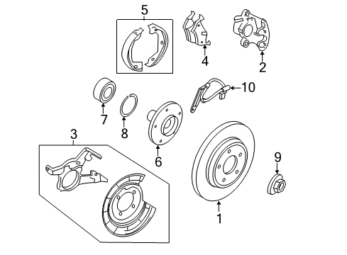 2005 Ford Escape Parking Brake Rear Cable Diagram for 6L8Z2A635J