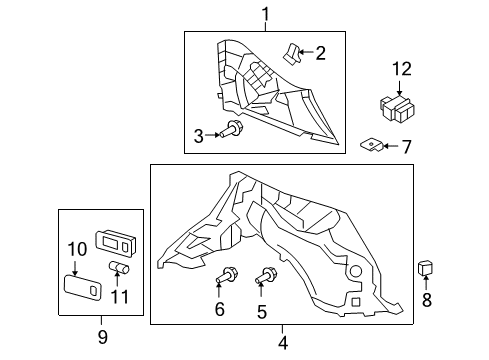 2013 Infiniti EX37 Interior Trim - Quarter Panels Finisher-Luggage Side, Upper LH Diagram for 849411BA0A