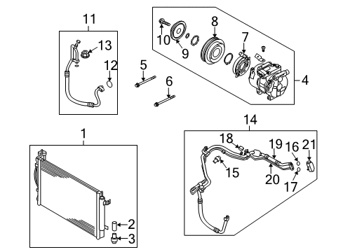 2012 Kia Forte Koup A/C Condenser, Compressor & Lines Condenser Assembly-Cooler Diagram for 976061M102