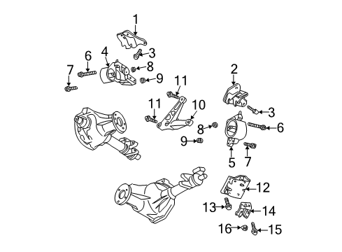 2004 Dodge Dakota Engine & Trans Mounting Bracket-Cylinder Block To Axle Diagram for 52020471AC